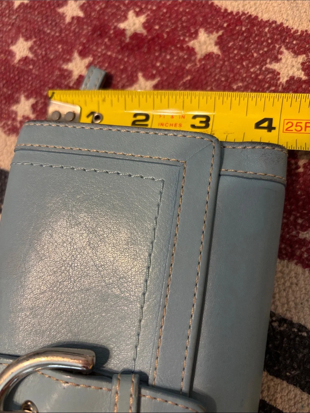 Vintage Coach Legacy Light Blue Leather Buckle Wallet